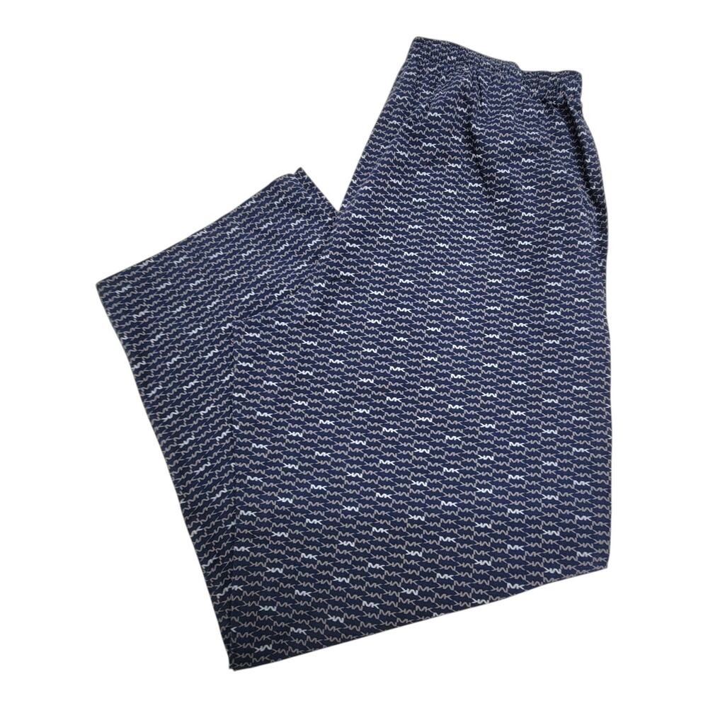 Michael Kors Sleepwear Pajama Pants Large Blue Monogram Logo 100% Cotton
